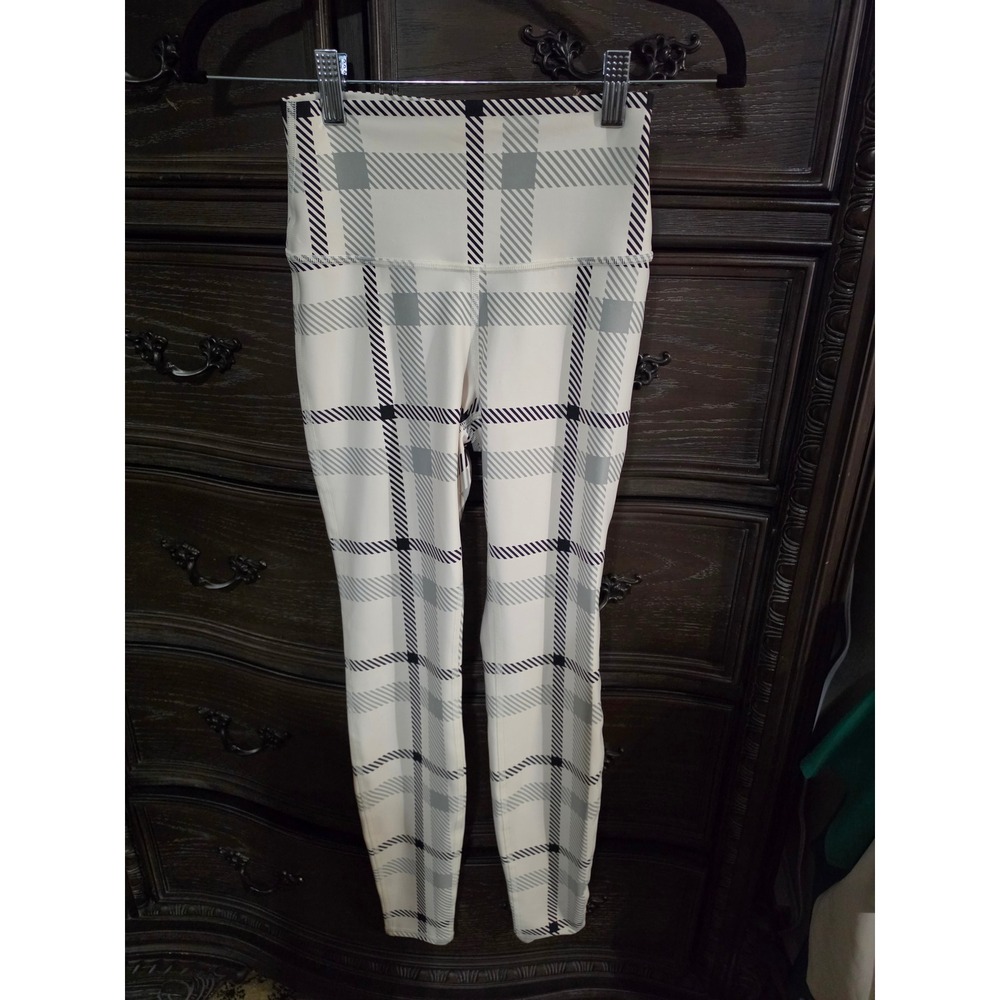 Alo Yoga High Waist Plaid Leggings Black White Check XS Activewear